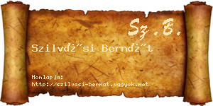 Szilvási Bernát névjegykártya